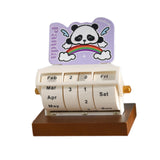 Rotary Perpetual Desk Calendar Gift Reusable School Bedroom Panda Decorative Light Purple