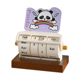 Rotary Perpetual Desk Calendar Gift Reusable School Bedroom Panda Decorative Light Purple