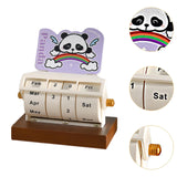 Rotary Perpetual Desk Calendar Gift Reusable School Bedroom Panda Decorative Light Purple