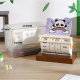 Rotary Perpetual Desk Calendar Gift Reusable School Bedroom Panda Decorative Light Purple