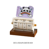 Rotary Perpetual Desk Calendar Gift Reusable School Bedroom Panda Decorative Light Purple