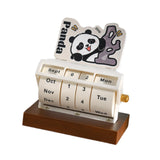 Rotary Perpetual Desk Calendar Gift Reusable School Bedroom Panda Decorative Beige