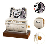 Rotary Perpetual Desk Calendar Gift Reusable School Bedroom Panda Decorative Beige