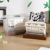 Rotary Perpetual Desk Calendar Gift Reusable School Bedroom Panda Decorative Beige