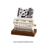 Rotary Perpetual Desk Calendar Gift Reusable School Bedroom Panda Decorative Beige