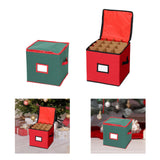 Christmas Tree Ball Container Bin Two Zipper Christmas Ornament Storage Box red