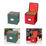 Christmas Tree Ball Container Bin Two Zipper Christmas Ornament Storage Box red