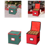 Christmas Tree Ball Container Bin Two Zipper Christmas Ornament Storage Box red