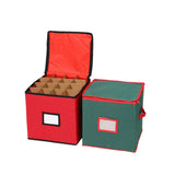 Christmas Tree Ball Container Bin Two Zipper Christmas Ornament Storage Box red