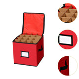 Christmas Tree Ball Container Bin Two Zipper Christmas Ornament Storage Box red