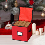 Christmas Tree Ball Container Bin Two Zipper Christmas Ornament Storage Box red