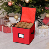 Christmas Tree Ball Container Bin Two Zipper Christmas Ornament Storage Box red