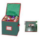 Christmas Tree Ball Container Bin Two Zipper Christmas Ornament Storage Box green