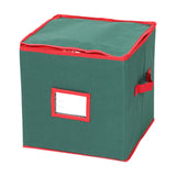 Christmas Tree Ball Container Bin Two Zipper Christmas Ornament Storage Box green