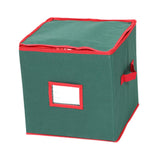 Christmas Tree Ball Container Bin Two Zipper Christmas Ornament Storage Box green