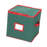 Christmas Tree Ball Container Bin Two Zipper Christmas Ornament Storage Box green