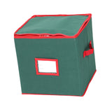 Christmas Tree Ball Container Bin Two Zipper Christmas Ornament Storage Box green