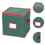 Christmas Tree Ball Container Bin Two Zipper Christmas Ornament Storage Box green