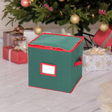 Christmas Tree Ball Container Bin Two Zipper Christmas Ornament Storage Box green