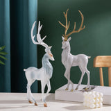 Elk Figurine Resin Collectible Desktop Ornament for Shelf Living Room Office Gray Standing