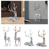 Elk Figurine Resin Collectible Desktop Ornament for Shelf Living Room Office Gray Standing