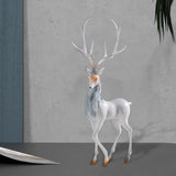 Elk Figurine Resin Collectible Desktop Ornament for Shelf Living Room Office Gray Standing