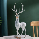 Elk Figurine Resin Collectible Desktop Ornament for Shelf Living Room Office Gray Standing