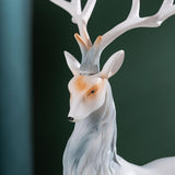 Elk Figurine Resin Collectible Desktop Ornament for Shelf Living Room Office Gray Standing