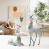 Elk Figurine Resin Collectible Desktop Ornament for Shelf Living Room Office Gray Standing