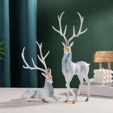 Elk Figurine Resin Collectible Desktop Ornament for Shelf Living Room Office Gray Standing