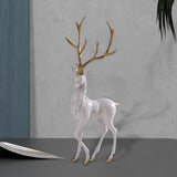 Elk Figurine Resin Collectible Desktop Ornament for Shelf Living Room Office White Standing