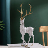 Elk Figurine Resin Collectible Desktop Ornament for Shelf Living Room Office White Standing