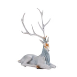 Elk Figurine Resin Collectible Desktop Ornament for Shelf Living Room Office Gray Sitting