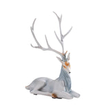 Elk Figurine Resin Collectible Desktop Ornament for Shelf Living Room Office Gray Sitting