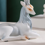 Elk Figurine Resin Collectible Desktop Ornament for Shelf Living Room Office Gray Sitting