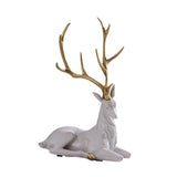 Elk Figurine Resin Collectible Desktop Ornament for Shelf Living Room Office White Sitting