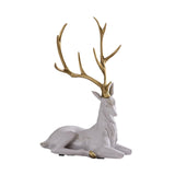 Elk Figurine Resin Collectible Desktop Ornament for Shelf Living Room Office White Sitting