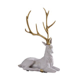 Elk Figurine Resin Collectible Desktop Ornament for Shelf Living Room Office White Sitting