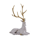 Elk Figurine Resin Collectible Desktop Ornament for Shelf Living Room Office White Sitting