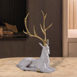 Elk Figurine Resin Collectible Desktop Ornament for Shelf Living Room Office White Sitting