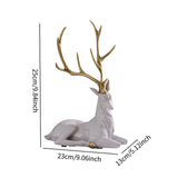 Elk Figurine Resin Collectible Desktop Ornament for Shelf Living Room Office White Sitting