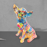 Chihuahua Dog Decorative Figurine Desktop Ornament for Living Room Fireplace Style C