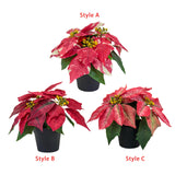 Christmas Artificial Poinsettia Plant Realistic for Festival Window Tabletop Style A