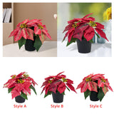 Christmas Artificial Poinsettia Plant Realistic for Festival Window Tabletop Style A