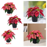 Christmas Artificial Poinsettia Plant Realistic for Festival Window Tabletop Style A