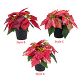 Christmas Artificial Poinsettia Plant Realistic for Festival Window Tabletop Style A