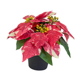 Christmas Artificial Poinsettia Plant Realistic for Festival Window Tabletop Style A