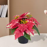 Christmas Artificial Poinsettia Plant Realistic for Festival Window Tabletop Style A