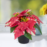 Christmas Artificial Poinsettia Plant Realistic for Festival Window Tabletop Style A