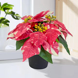 Christmas Artificial Poinsettia Plant Realistic for Festival Window Tabletop Style A